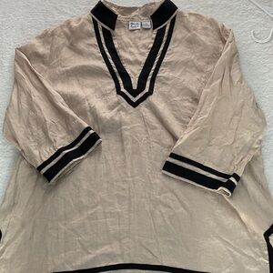 Alexandra Bartlett Beige and Black Tunic Top